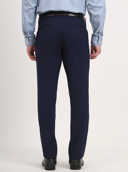 Blue Solid Slim Fit Formal Trouser | JB Studio