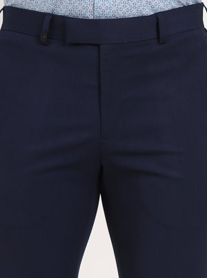 Blue Solid Slim Fit Formal Trouser | JB Studio