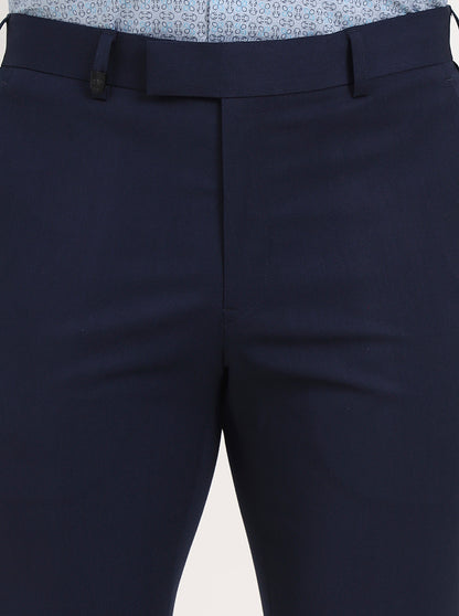 Blue Solid Slim Fit Formal Trouser | JB Studio