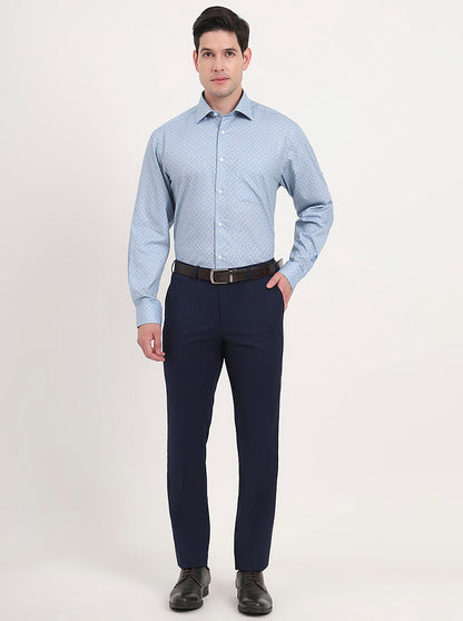 Blue Solid Slim Fit Formal Trouser | JB Studio