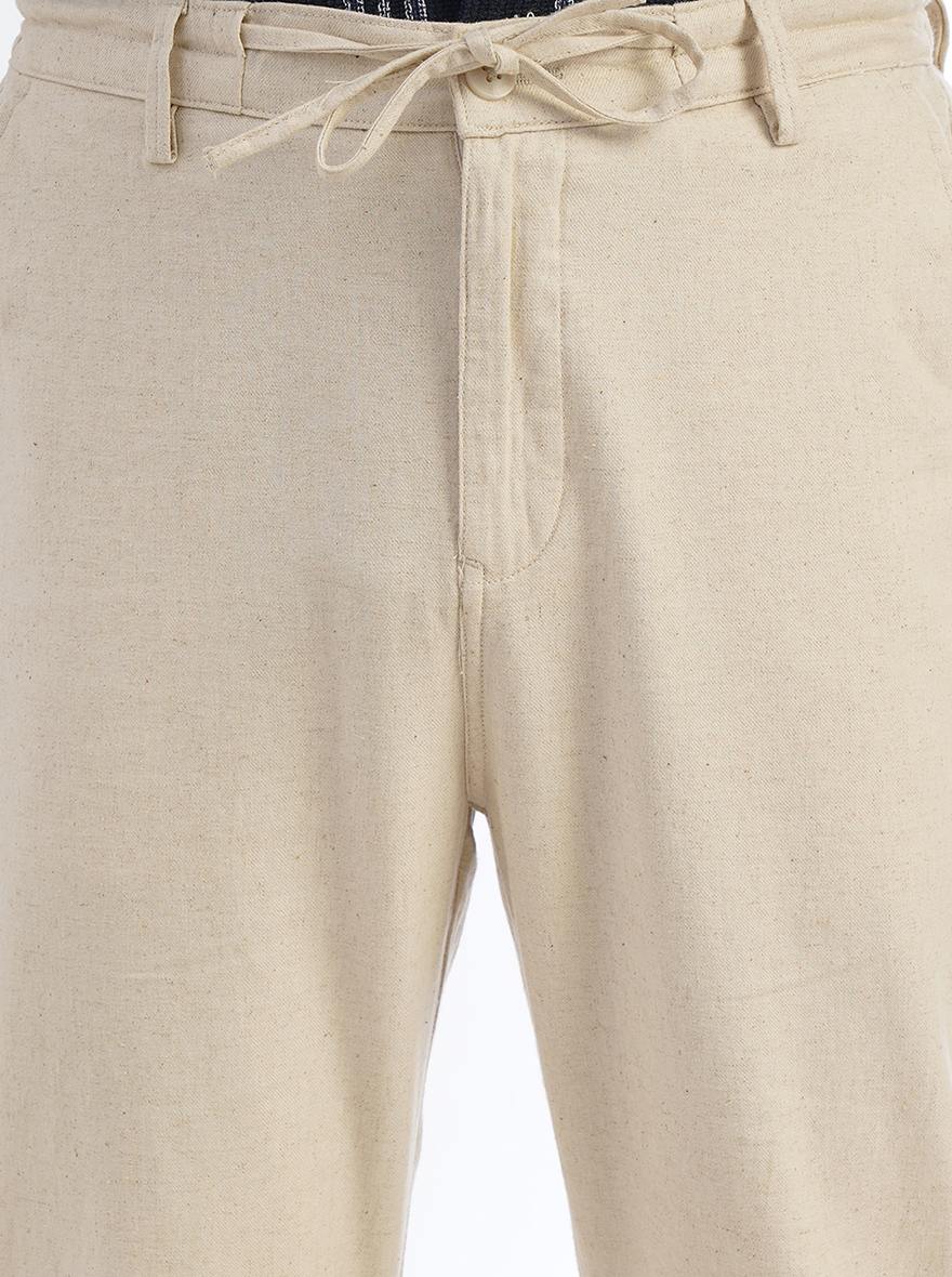Beige Solid Slim Fit Track Pant | JadeBlue