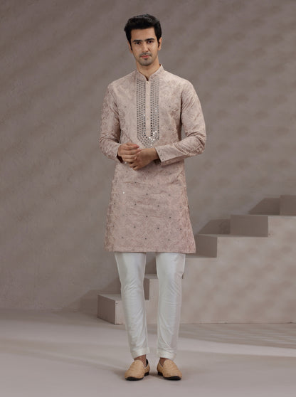 Onion Pink Embroidered Kurta Pajama | TULA