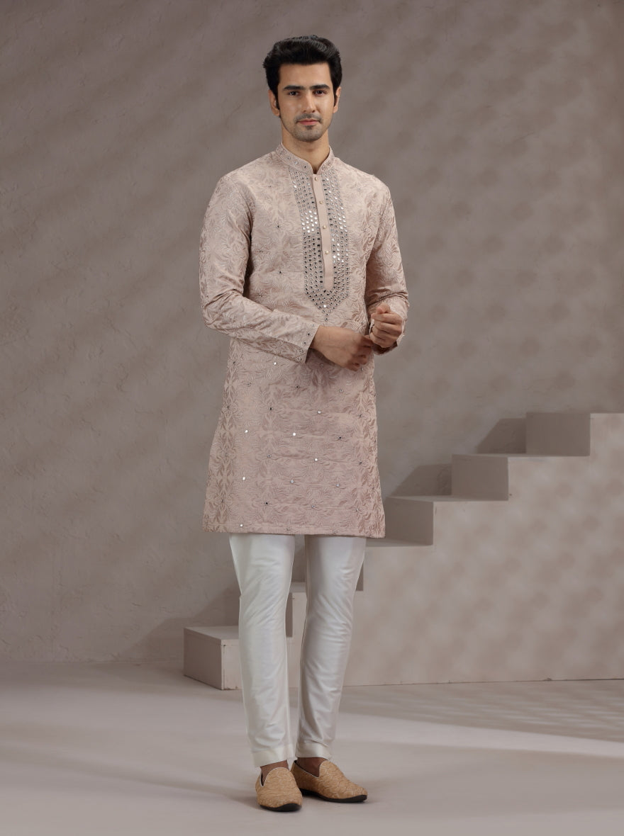 Onion Pink Embroidered Kurta Pajama | TULA