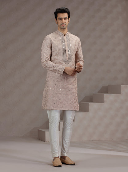 Onion Pink Embroidered Kurta Pajama | TULA