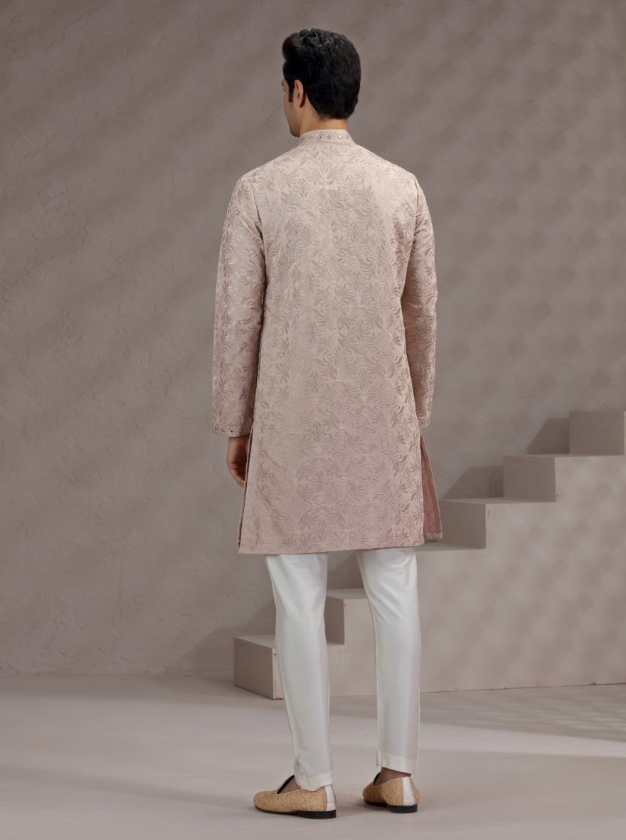 Onion Pink Embroidered Kurta Pajama | TULA
