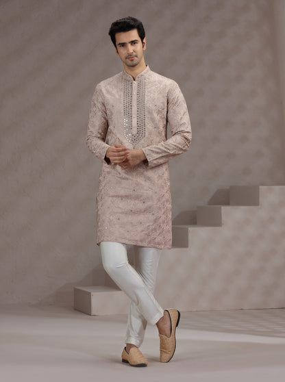 Onion Pink Embroidered Kurta Pajama | TULA