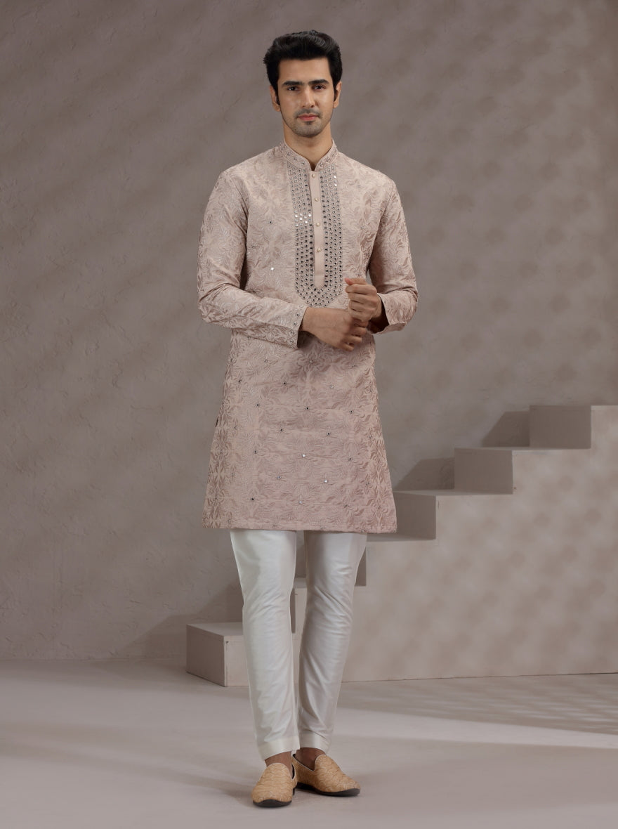 Onion Pink Embroidered Kurta Pajama | TULA
