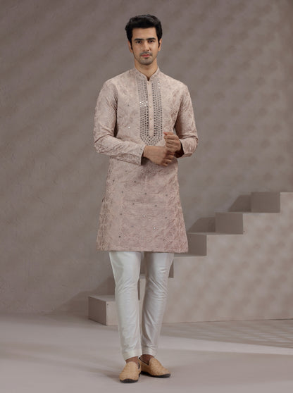 Onion Pink Embroidered Kurta Pajama | TULA