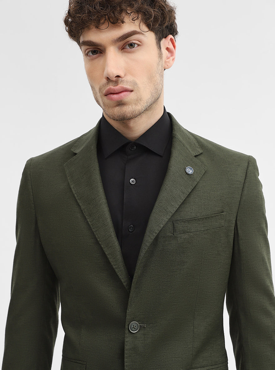 Olive Solid Regular Fit Blazer | Wyre