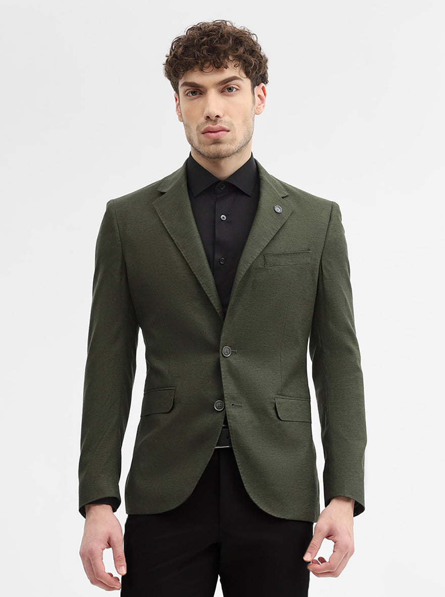 Olive Solid Regular Fit Blazer | Wyre