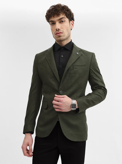 Olive Solid Regular Fit Blazer | Wyre