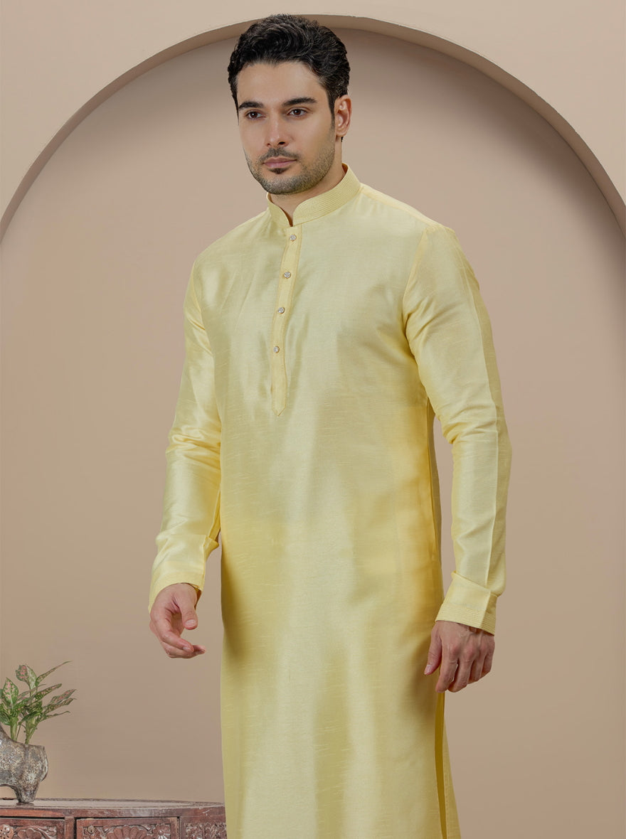 Mustard Solid Kurta Pajama | TULA