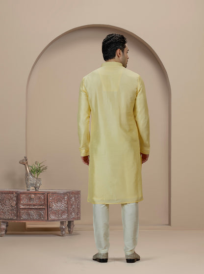 Mustard Solid Kurta Pajama | TULA