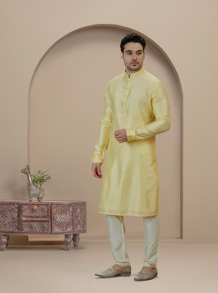 Mustard Solid Kurta Pajama | TULA
