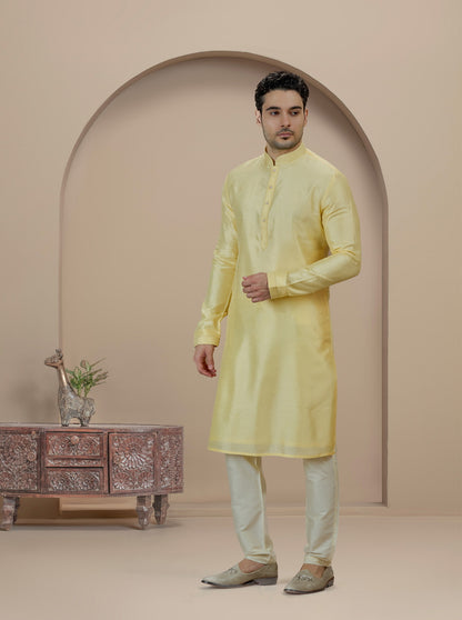 Mustard Solid Kurta Pajama | TULA