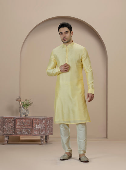 Mustard Solid Kurta Pajama | TULA