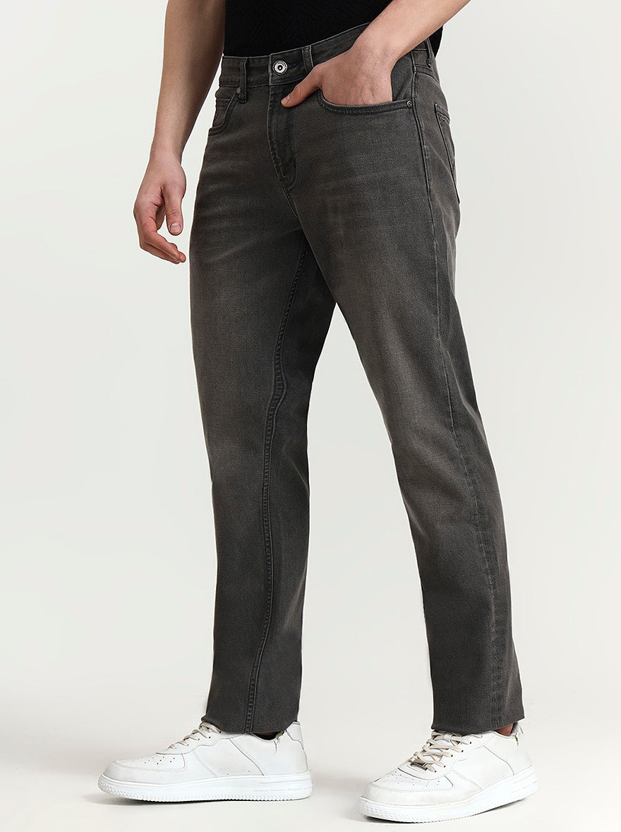 Light Grey Washed Straight Fit Jeans | JadeBlue