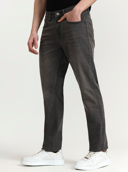 Light Grey Washed Straight Fit Jeans | JadeBlue