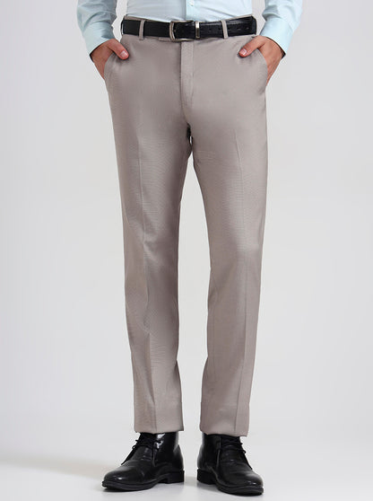 Fawn Printed Slim Fit Formal Trouser | Metal