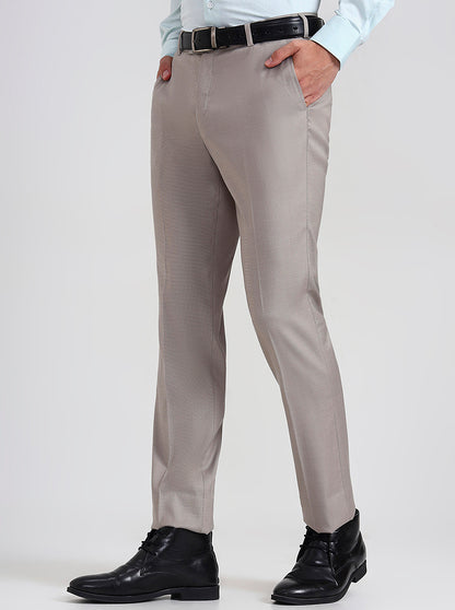 Fawn Printed Slim Fit Formal Trouser | Metal