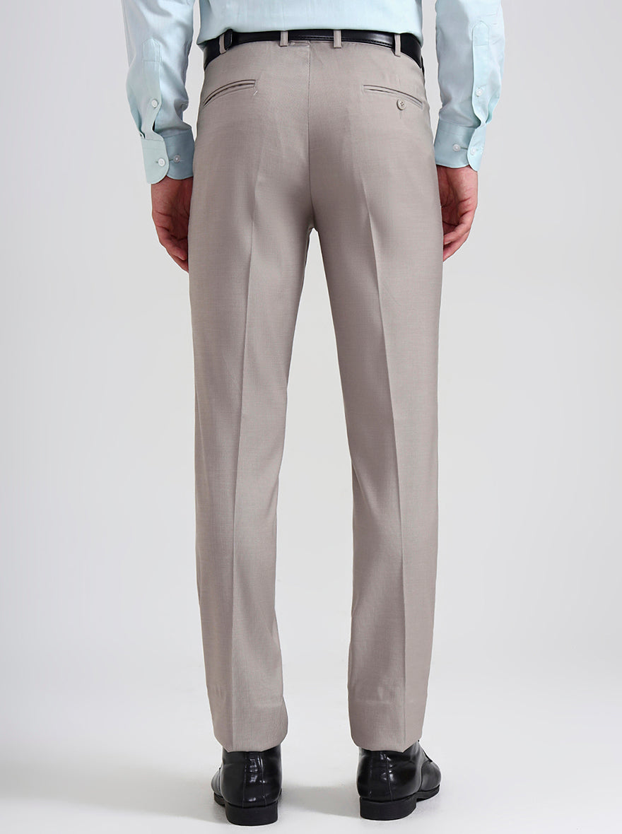 Fawn Printed Slim Fit Formal Trouser | Metal