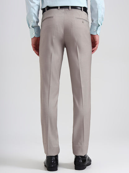 Fawn Printed Slim Fit Formal Trouser | Metal