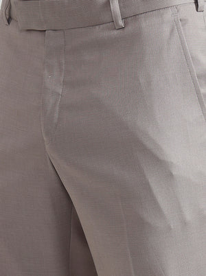 Fawn Printed Slim Fit Formal Trouser | Metal