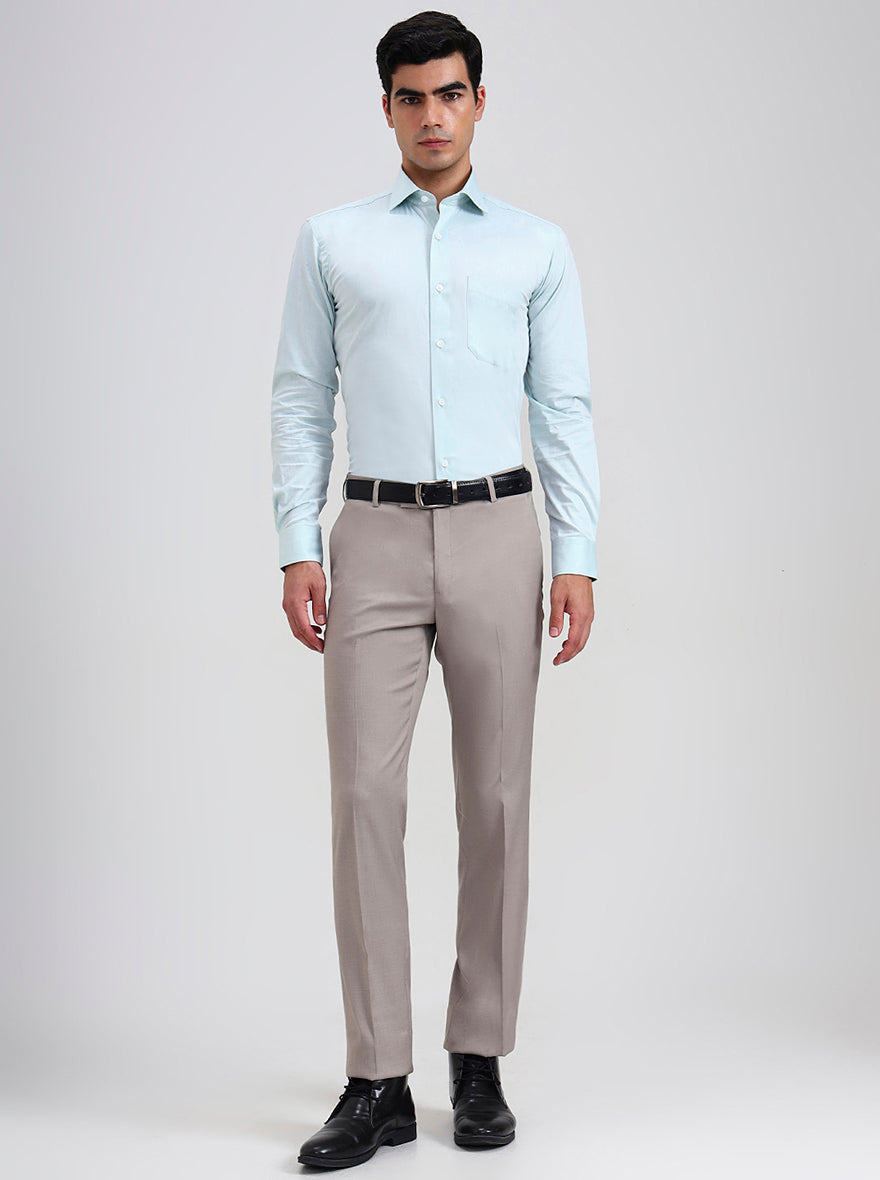 Fawn Printed Slim Fit Formal Trouser | Metal