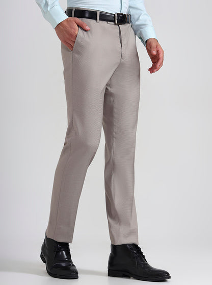 Fawn Printed Slim Fit Formal Trouser | Metal