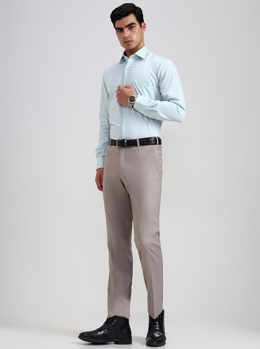 Fawn Printed Slim Fit Formal Trouser | Metal
