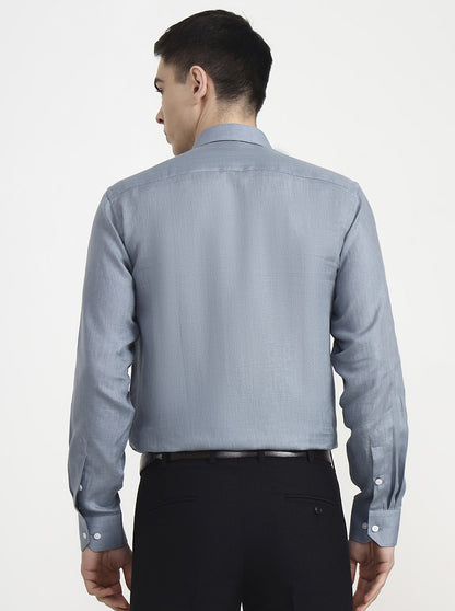 Aqua Grey Solid Slim Fit Formal Shirt | JadeBlue