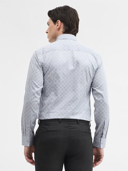 Grey Printed Slim Fit Formal Shirt | Greenfibre