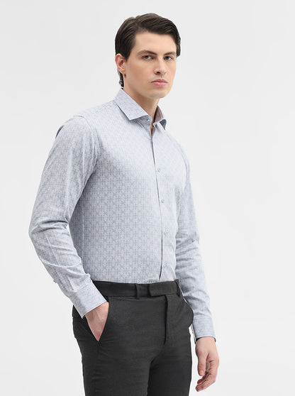 Grey Printed Slim Fit Formal Shirt | Greenfibre