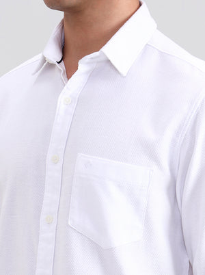 White Solid Slim Fit Casual Shirt | Greenfibre
