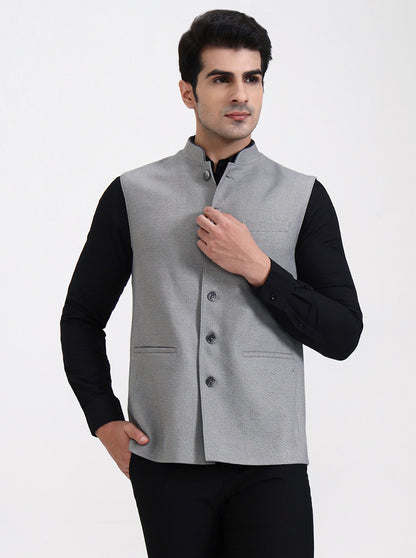 Grey Solid Regular Fit Modi Jacket | JadeBlue
