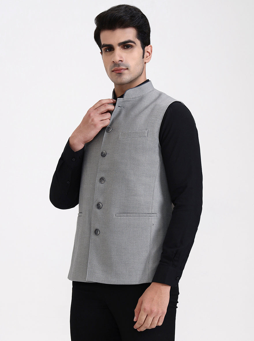 Grey Solid Regular Fit Modi Jacket | JadeBlue
