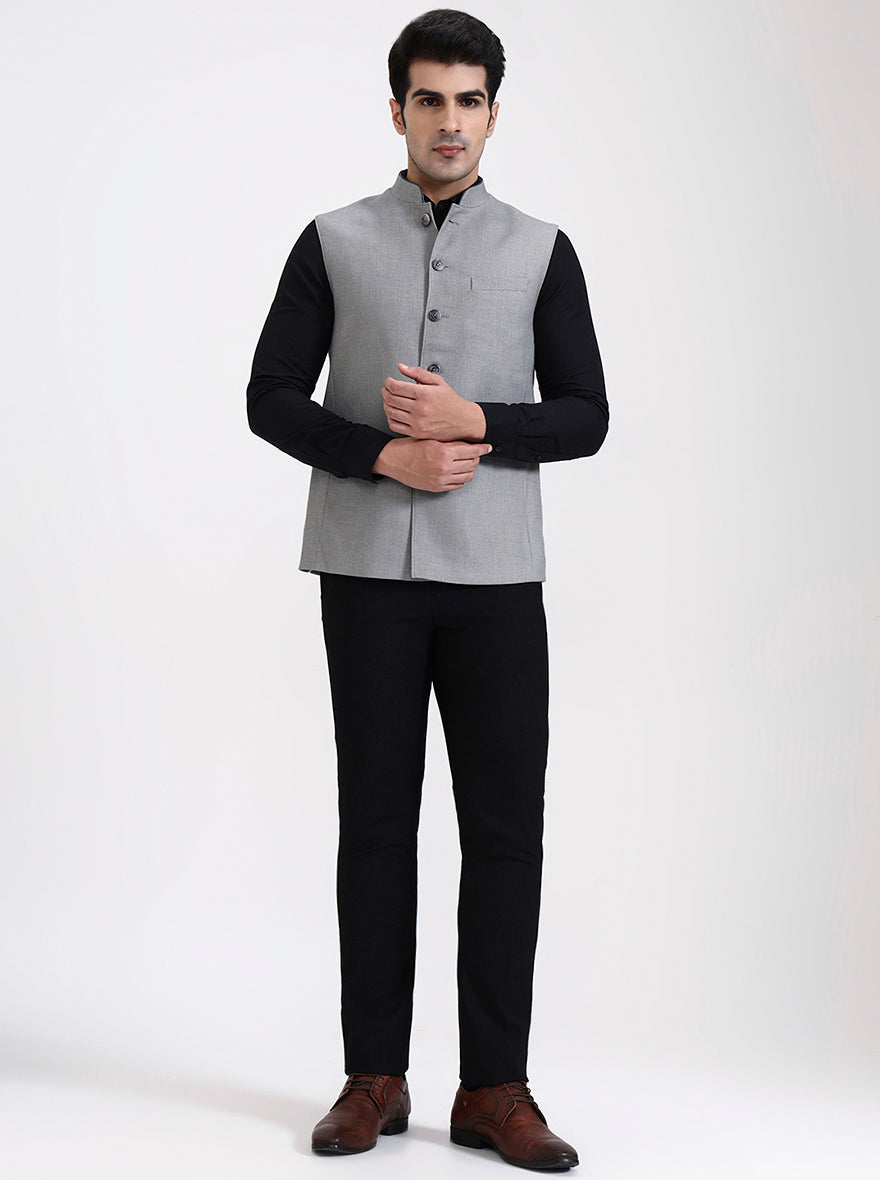 Grey Solid Regular Fit Modi Jacket | JadeBlue