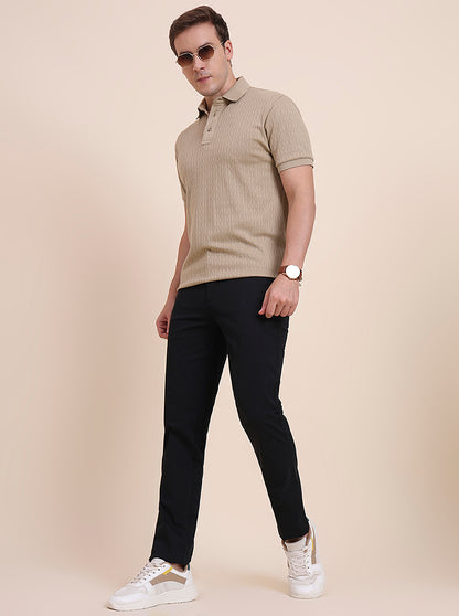 Black Solid Uno Fit Casual Trouser | JadeBlue