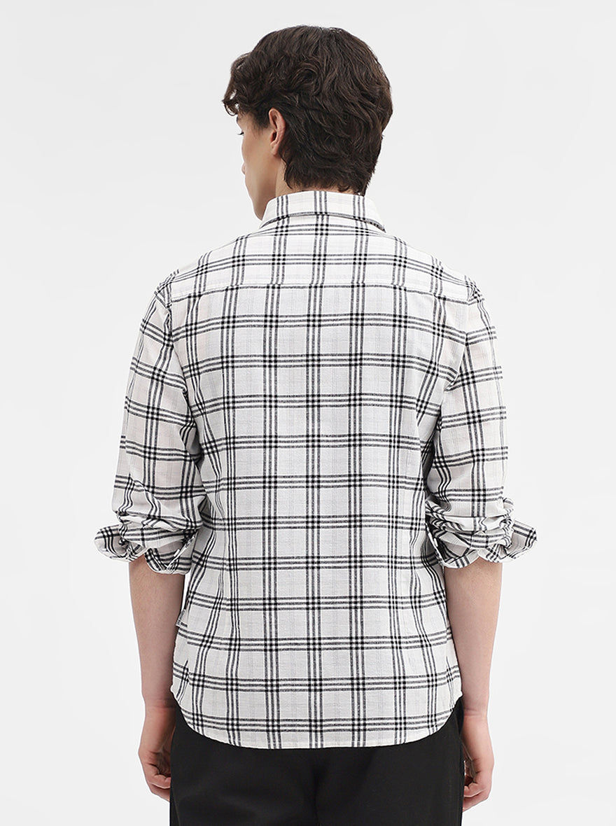 White & Black Checked Slim Fit Casual Shirt | Greenfibre