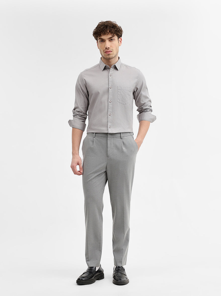 Grey Solid Slim Fit Casual Shirt | JadeBlue