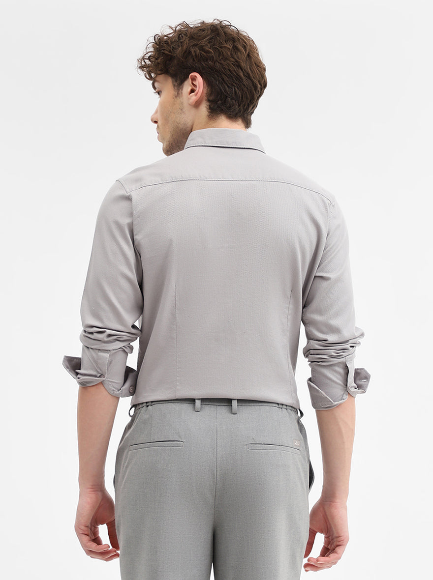 Grey Solid Slim Fit Casual Shirt | JadeBlue