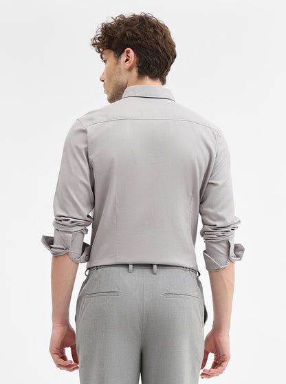 Grey Solid Slim Fit Casual Shirt | JadeBlue