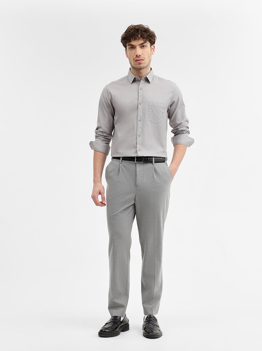 Grey Solid Slim Fit Casual Shirt | JadeBlue