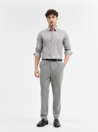 Grey Solid Slim Fit Casual Shirt | JadeBlue