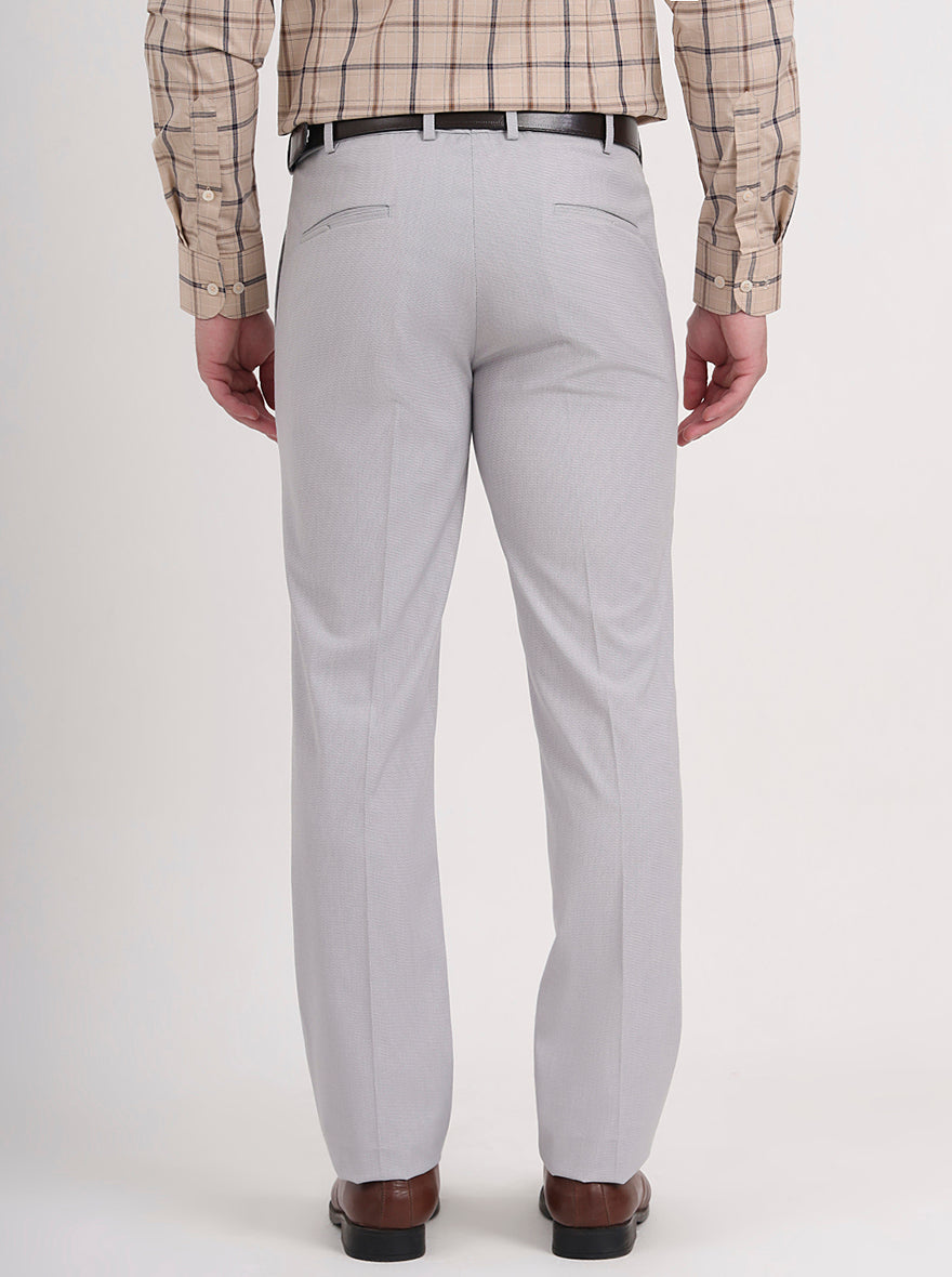 Light Grey Solid Slim Fit Formal Trouser | JB Studio