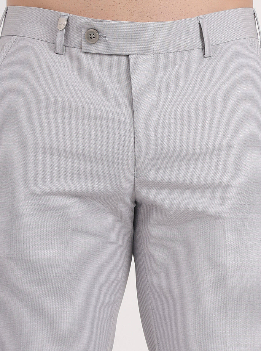 Light Grey Solid Slim Fit Formal Trouser | JB Studio