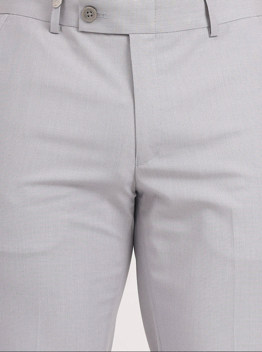 Light Grey Solid Slim Fit Formal Trouser | JB Studio
