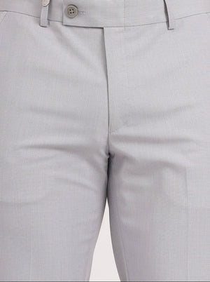 Light Grey Solid Slim Fit Formal Trouser | JB Studio