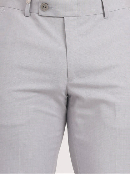 Light Grey Solid Slim Fit Formal Trouser | JB Studio