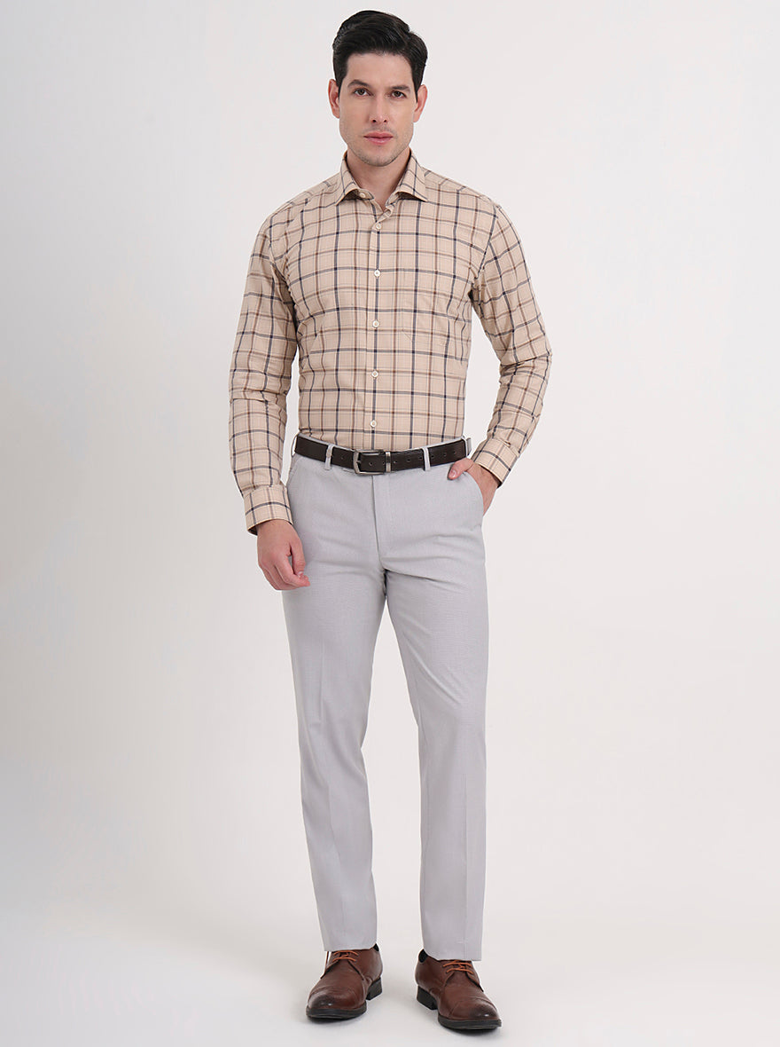 Light Grey Solid Slim Fit Formal Trouser | JB Studio